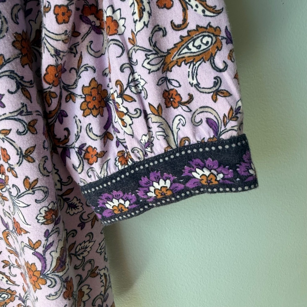 J.‎ Jill Petite Floral Paisley Print Top Peasant Boho Pink Purple 3/4 Sleeve XSP - Picture 6 of 14